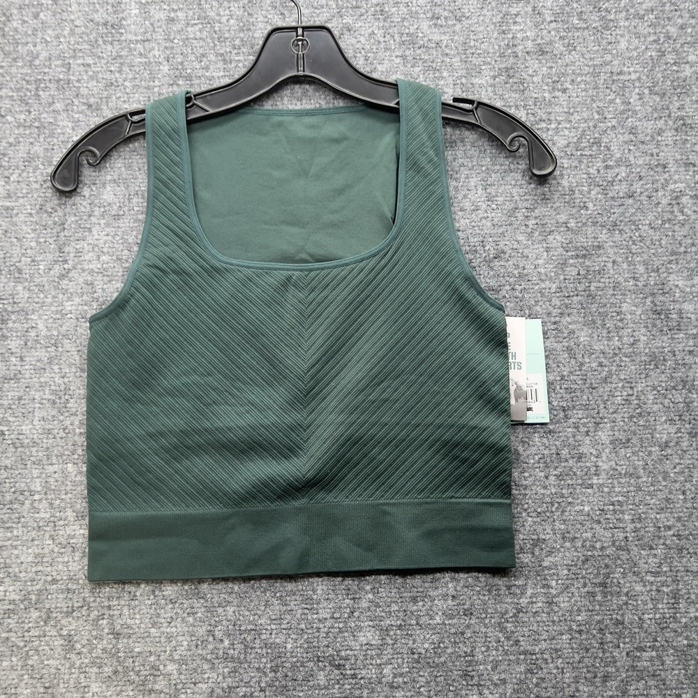 DSG Sports Bra Womens XS Green Seamless Ribbed Low Impact Athletic NWT